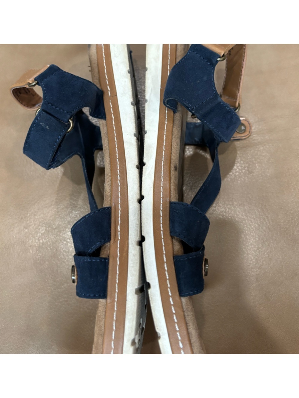 Bench vintage Navy Blue T-Strap Casual comfortable minimalist Sandals - Picture 4 of 6